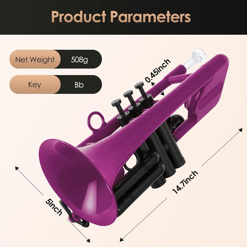 PAMPET SEA LION Professional Plastic Bb Trumpet Set for Student Beginner (Purple) - Image 2